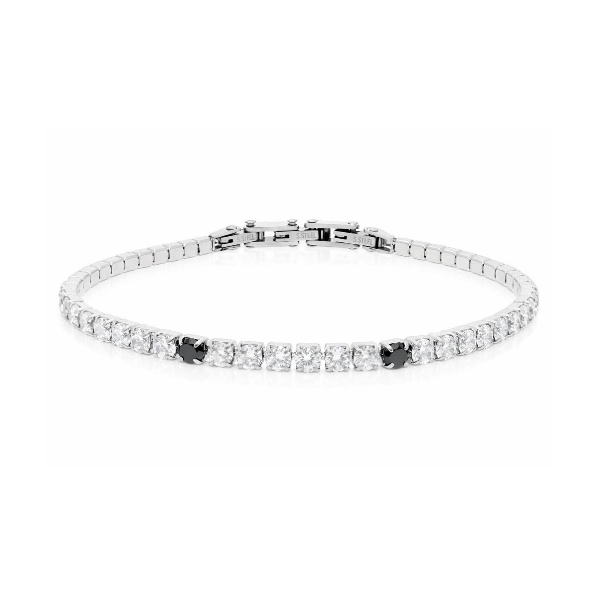Pulsera acero y circonitas 3mmx21cm - MTC232-BN
