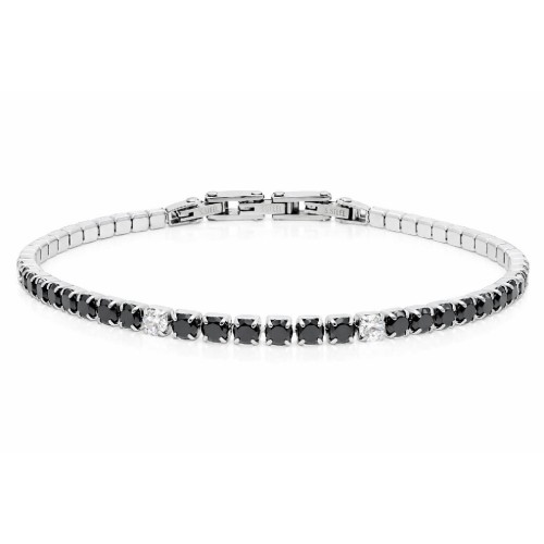 Pulsera acero y circonitas 3mmx21cm - MTC232-NB