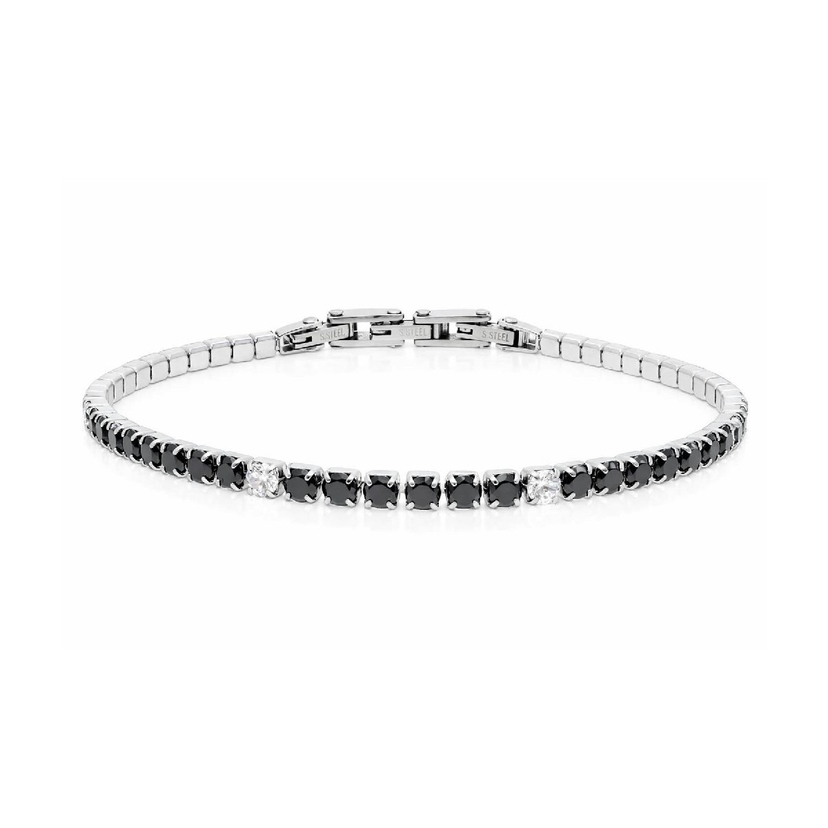 Pulsera acero y circonitas 3mmx21cm - MTC232-NB
