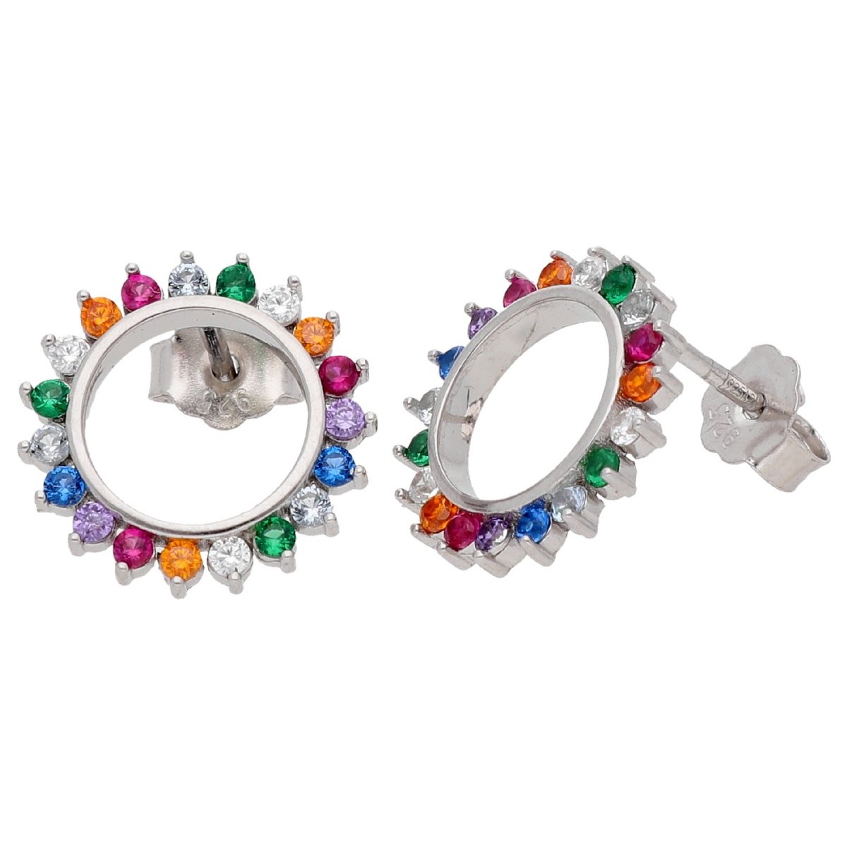 Pendientes plata y circonitas 14mm - LAD3157A