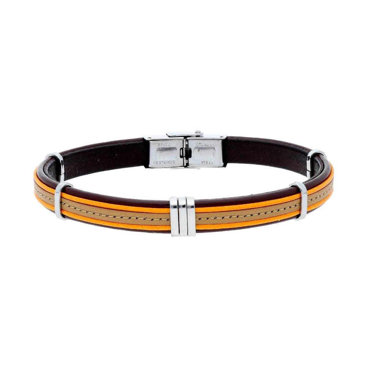 Pulsera piel y acero - 84BA1584-1