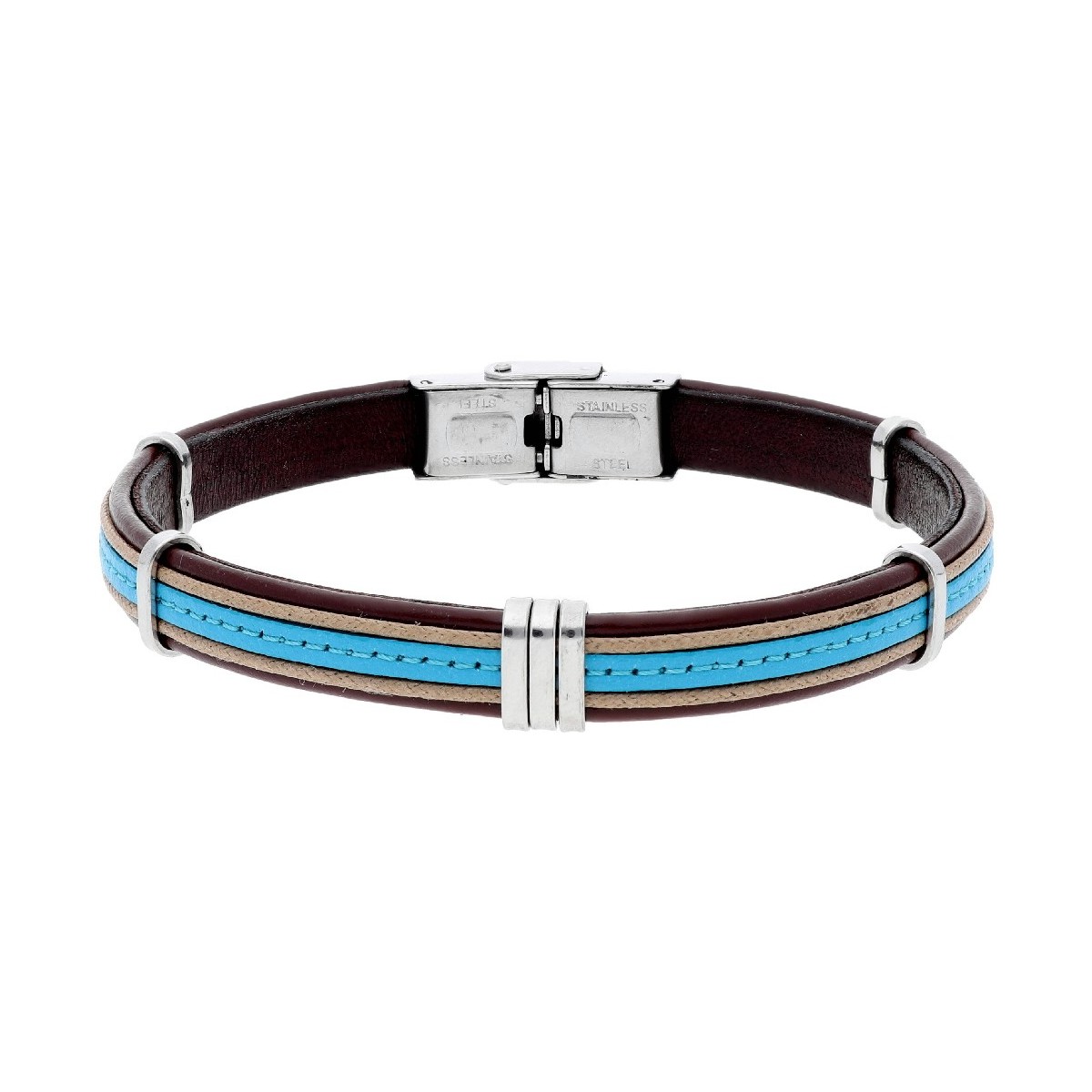 Pulsera piel y acero - 84BA1585-1