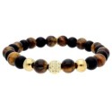 Pulsera acero, ojo de trigre 8mm - SHA260