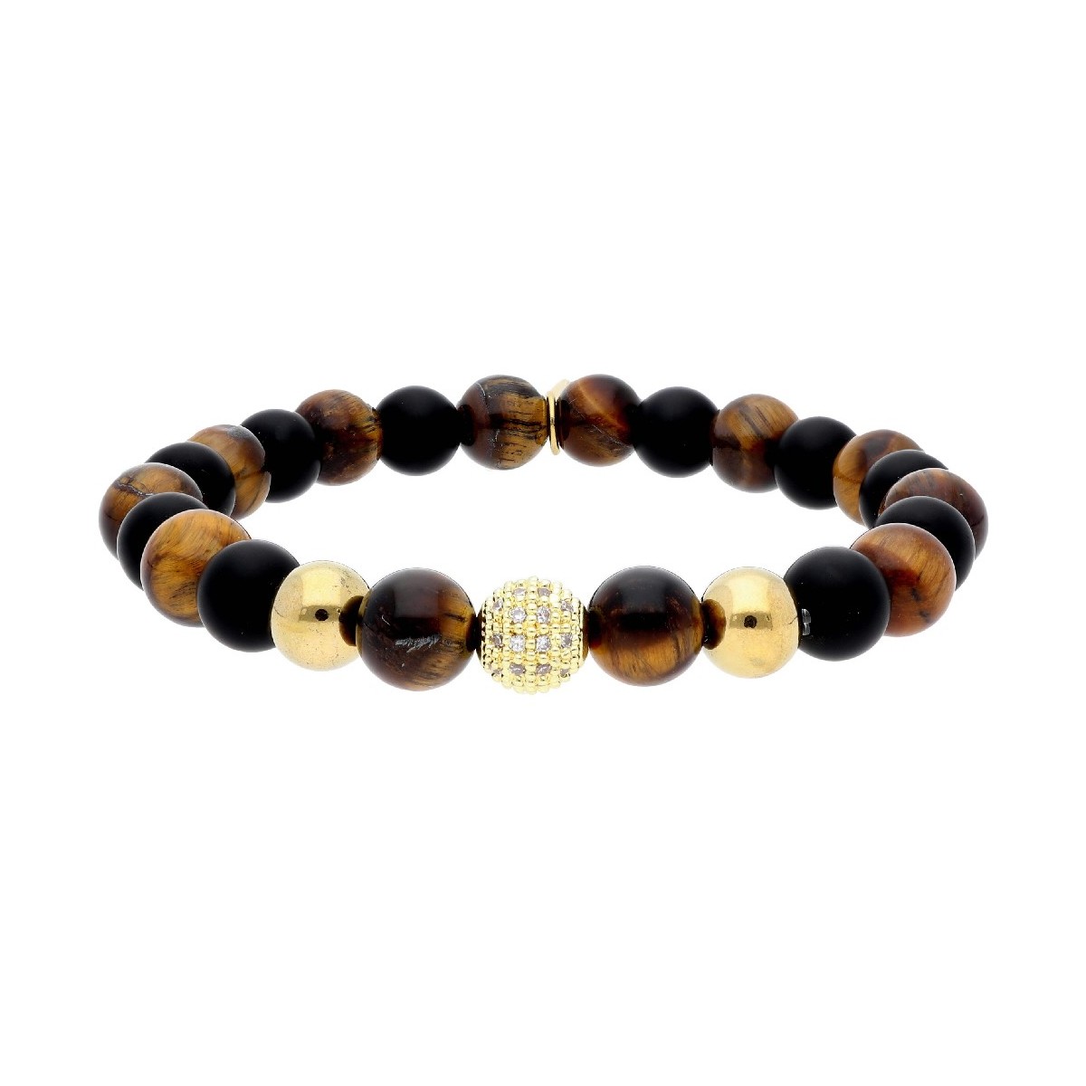 Pulsera acero, ojo de trigre 8mm - SHA260