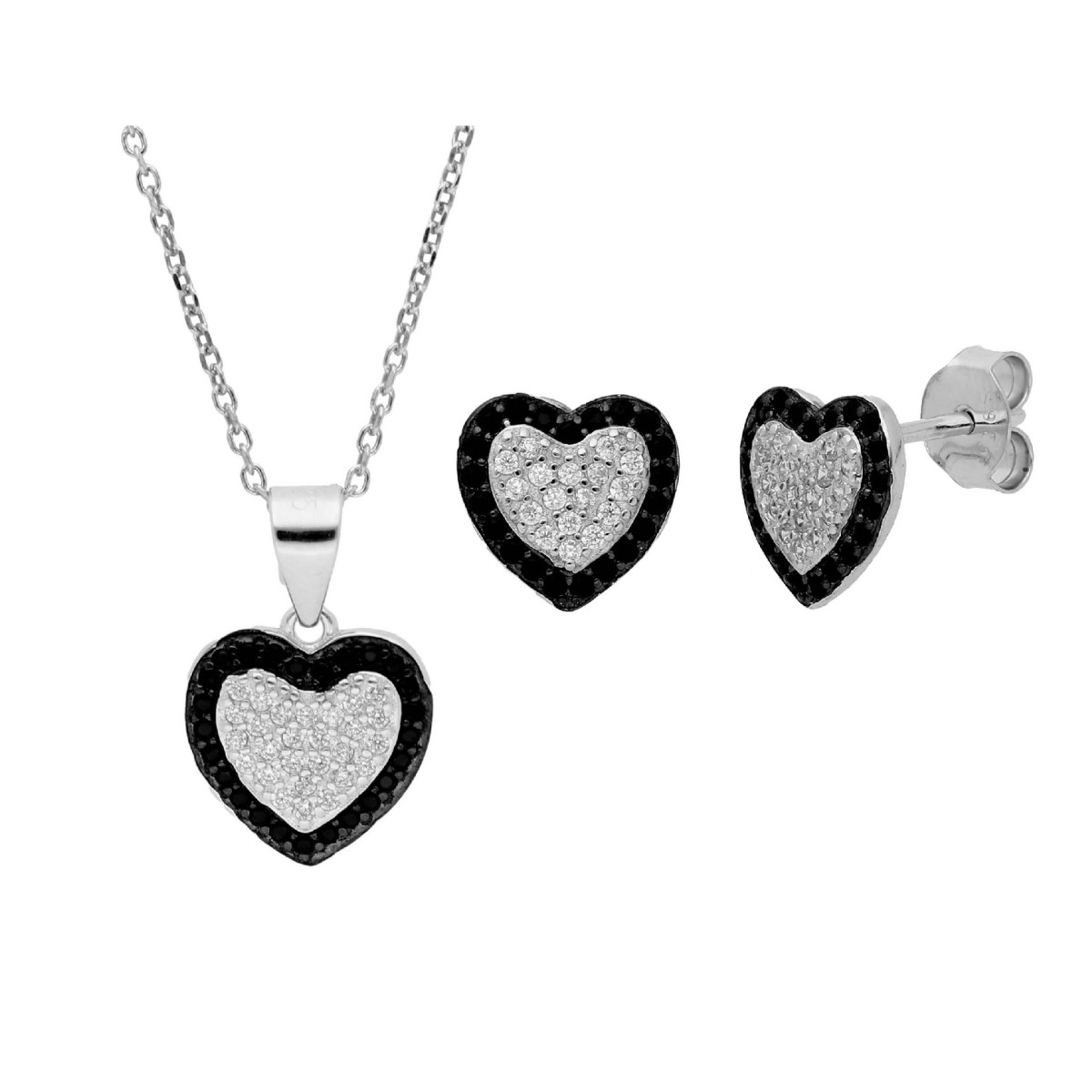 Conjunto corazón plata y circonitas - LAD4795C