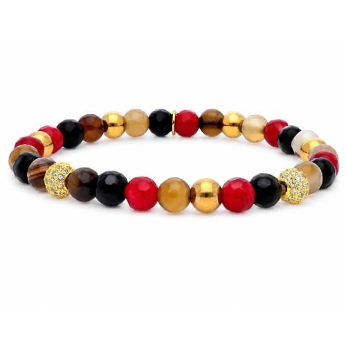 Pulsera acero, circo y piedras naturales - SHA004