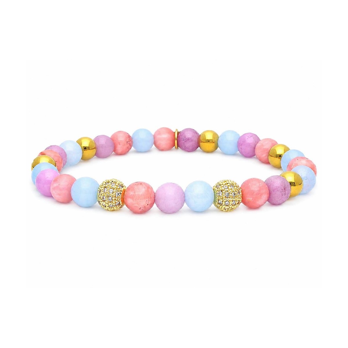 Pulsera acero, circo y piedras naturales - SHA005