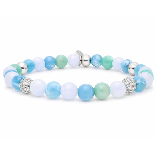 Pulsera acero, circo y piedras naturales - SHA051